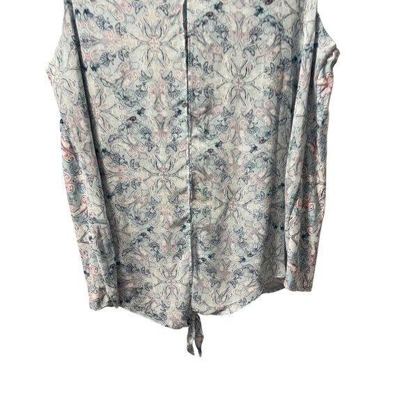 Roz & Ali Womens blouse Sz 1X Sleeveless Top With Tie Hem Blue & Pink Paisley - Picture 6 of 12